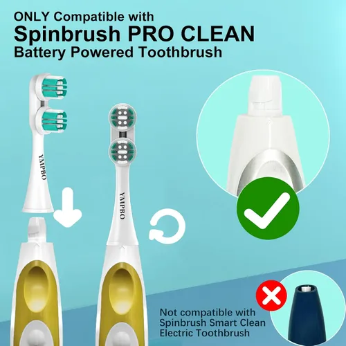 Vista 2 de Cabezales de repuesto compatibles con cepillo de dientes Spinbrush Pro Clean, paquete de 10 Repuesto de cabezal de cepillo, adultos
