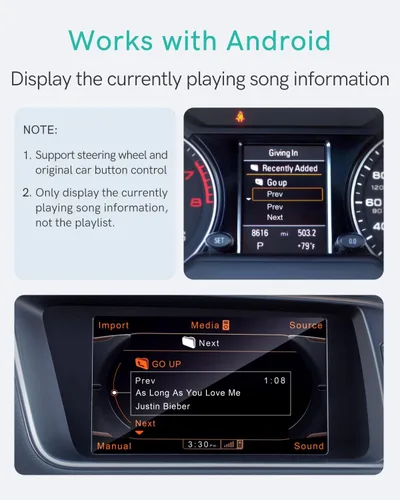 Vista 5 de Adaptador Bluetooth 5.0 aptX-HD para automóvil compatible con Audi AMI MMI, Mercedes Media Interface y Volkswagen MDI Connector (A2-Audi2G)