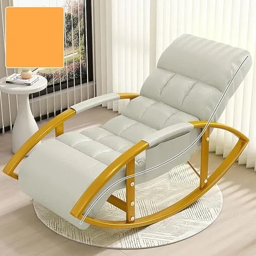 Vista 12 de Large Adjustable Reclining Rocking Chair Set with Footrest for Living Room and BalconyComfortable Outdoor Indoor Seating Solution,Amarillo-Golden