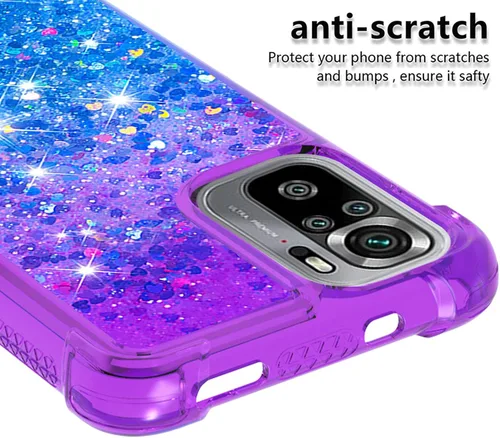 Vista 4 de CCSmall Funda para Xiaomi Redmi Note 10 4G/Xiaomi Redmi Note 10S, Creatividad Clear Gradient Quicksand Glitter Fluing Liquid Floating Case Bling
