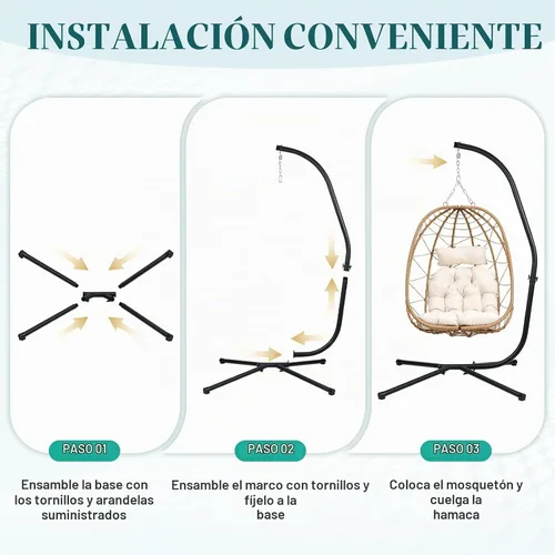 Vista 7 de BPS Soporte de acero para hamaca solo soporte en C para sillas de hamaca colgantes, capacidad de 300 libras