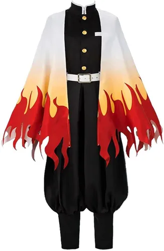 Vista 2 de Rengoku - Disfraz de cosplay de Rengoku conjunto completo de kimono con peluca
