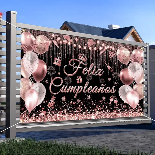 Vista 7 de Avezano Cartel de Feliz Cumpleaños para decoración de fiesta de cumpleaños mexicana, telón de fondo, fiesta española, fondo de fiesta de cumpleaños