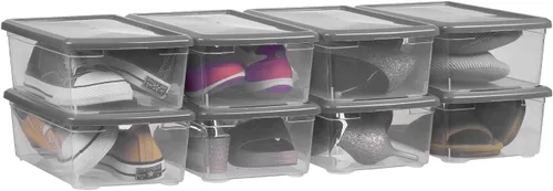Vista 10 de Caja de almacenamiento con pestillo de 6 cuartos de galón, contenedores de almacenamiento transparentes de plástico con tapas apilables