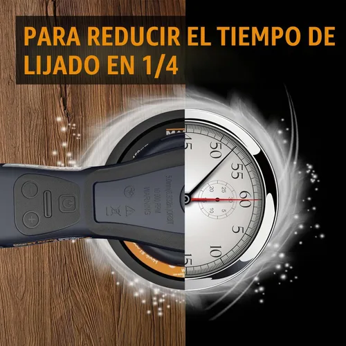 Vista 7 de MAXXT Lijadora Orbital Aleatória Eléctrica de 2.5mm, Lijadora Orbital de Velocidad Variable Multifuncional de 350W 3A, Lijadora Eléctrica con Cable