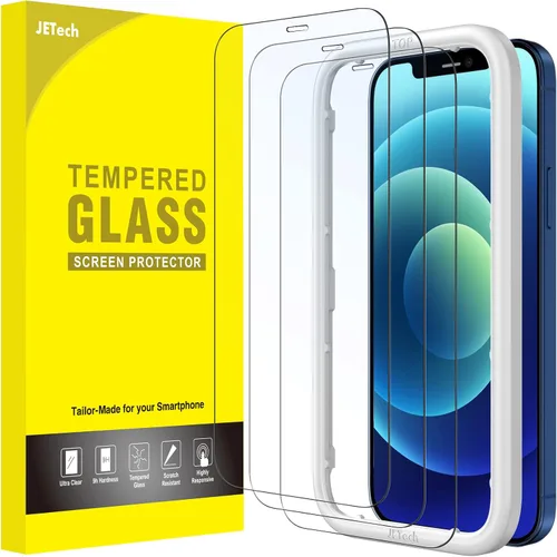 Vista 11 de JETech Protector de pantalla de cobertura completa para iPhone 12 Pro Max de 6.7 pulgadas, película de vidrio templado con herramienta de fácil