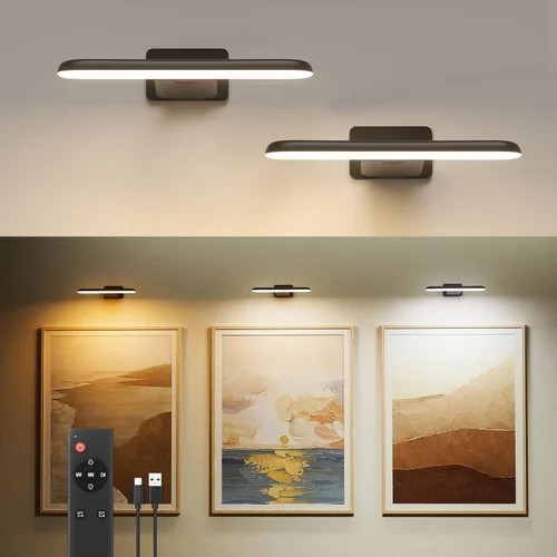 Vista 10 de FULEN Luces de Imagen a Pilas Recargables, Luces de Marco de Fotos para Pared, Luces de Pared LED Inalámbricas para Arte, Pinturas, Galería y Diana