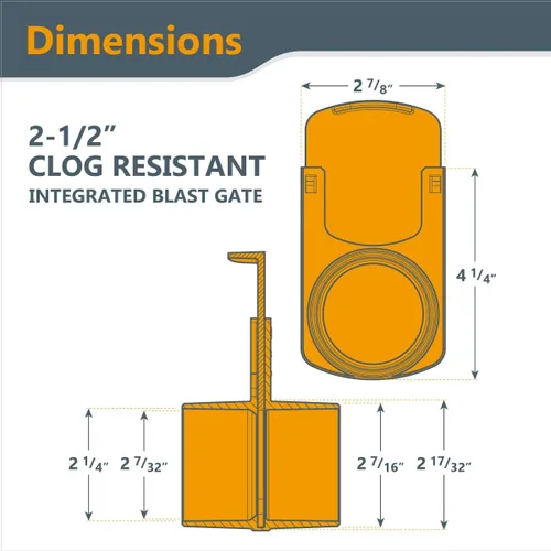 Vista 7 de POWERTEC 70294 - Puerta de ráfaga integrada de 2-1/2 pulgadas, resistente a obstrucciones, ajuste de plástico ABS cónico antihuecos para sistemas