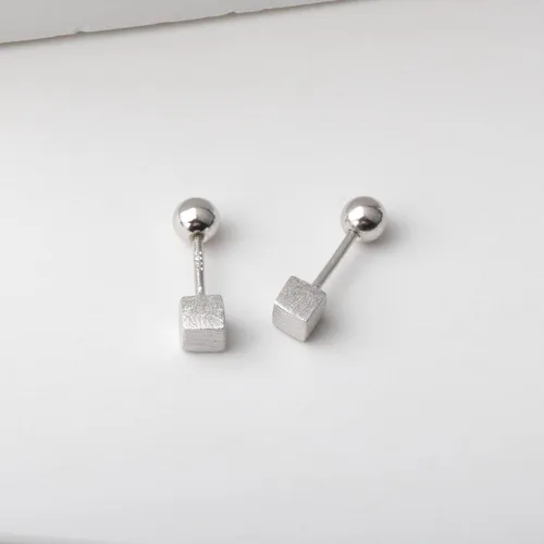 Vista 6 de Pendientes pequeños de plata de ley 925 con rosca trasera