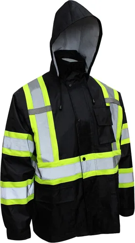 Vista 5 de TBK66 - Traje de lluvia clase 3, chaqueta, pantalones de alta visibilidad, parte inferior negra reflectante con patrón en X (juego de 3, S)