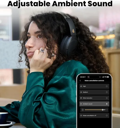 Vista 3 de Edifier W80 - Auriculares de diadema con cancelación activa de ruido de -49dB, LDAC de alta resolución con cable e inalámbricos, llamada clara AI