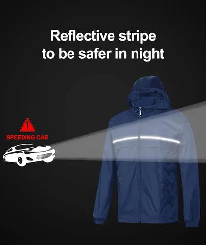 Vista 2 de SWISSWELL - Chaqueta impermeable rompe vientos para hombre, ligera, con capucha