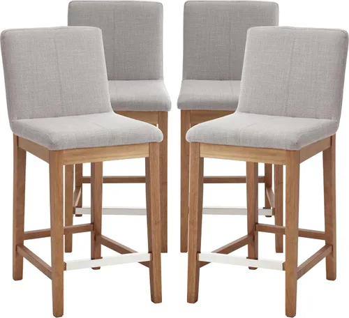 Vista 10 de Kmax Juego de 2 taburetes de bar de 26 pulgadas de altura de mostrador, taburetes tapizados para encimera de cocina con soporte trasero, taburetes
