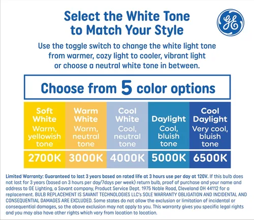 Vista 2 de GE Color Select - Bombillas LED de repuesto de 100 W, A19 de uso general (paquete de 2)