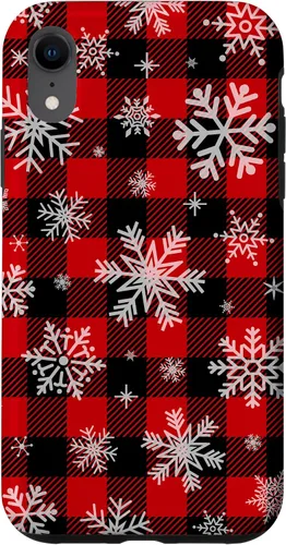 Vista 25 de Snowflakes Snow Snowing Christmas Winter Red Black Plaid Case for iPhone 17