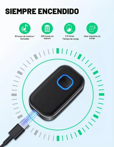 Vista 6 de COMSOON Adaptador AUX Bluetooth para automóvil, receptor Bluetooth con reducción de ruido para música/llamadas manos libres, receptor de audio