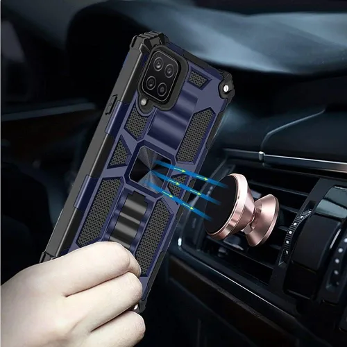 Vista 4 de Funda magnética diseñada para Samsung Galaxy A42 5G con cristal templado, absorción a prueba de golpes, antiarañazos, resistente y duradera