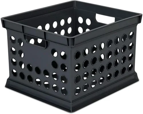 Vista 3 de Sterilite - Cajas de almacenamiento apilables de plástico con asas para organizar archivos para el hogar, oficina, dormitorio, garaje o área de Negro