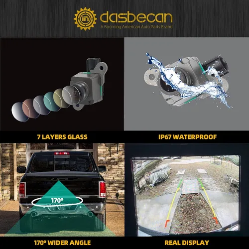 Vista 4 de Dasbecan Cámara de respaldo 56038978AL Cámara de visión trasera compatible con Dodge Ram 1500 2500 3500 4500 5500 Park Assist 2013-2017
