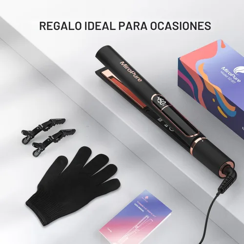 Vista 9 de MiroPure Alisadora de Cabello, Alisadora de Cabello con Placas de Titanio de 1 Pulgada con Calentamiento de 15S, Plancha de Cabello Profesional