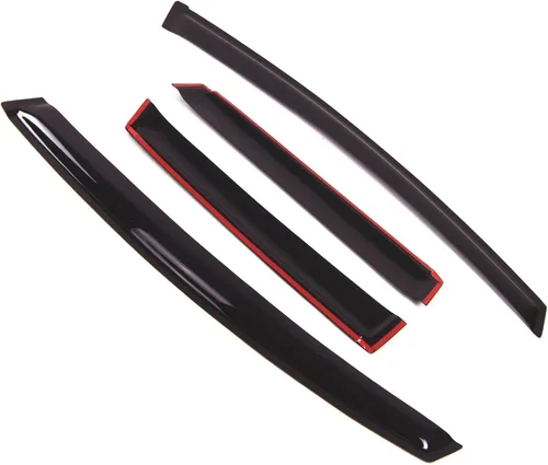 Vista 2 de Visor de ventana compatible con Honda Fit 2009-2014, DGWV2-234 Deflector de montaje exterior, protector de lluvia, humo oscuro, juego de 4 piezas