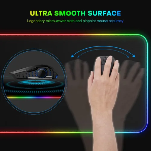 Vista 4 de YXLILI Alfombrilla de mouse grande para juegos para teclado y mouse alfombrilla de mouse RGB extendida 12 modos de iluminación impermeable base