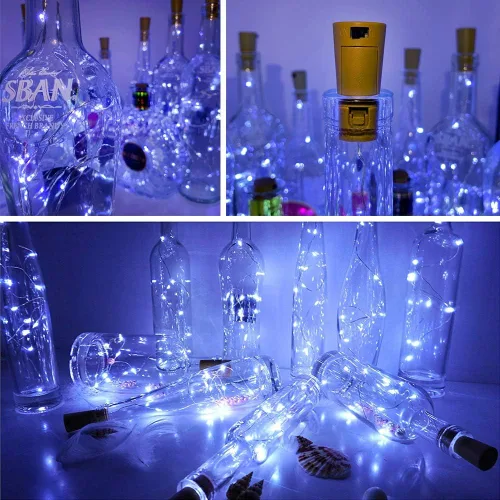 Vista 3 de MUMUXI Luces de Botella de Vino con Interruptor de Corcho [Paquete de 10] Luces de Botella de 20 LED de 3.3 pies Fáciles de Usar Luces de Corcho