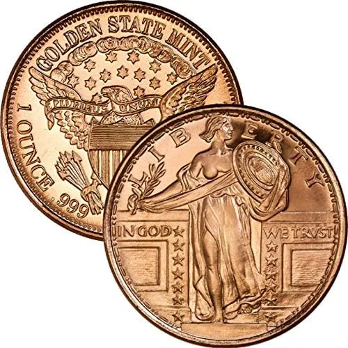 Vista 12 de Moneda redonda de cobre puro .999 de 1 oz (Apolo 11 50 aniversario)