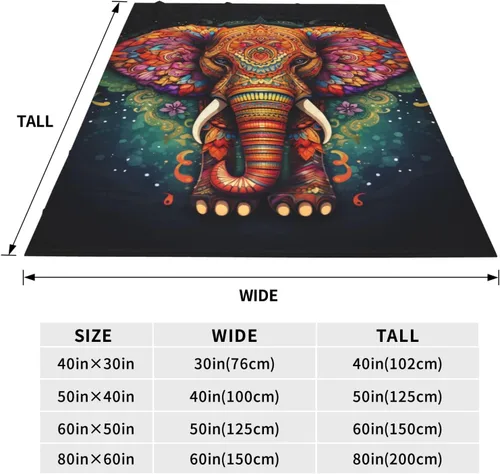 Vista 3 de Manta con diseño de mandala y elefante, regalos para mujeres adultas, manta de franela india colorida, suave y esponjosa, ligera para decoración