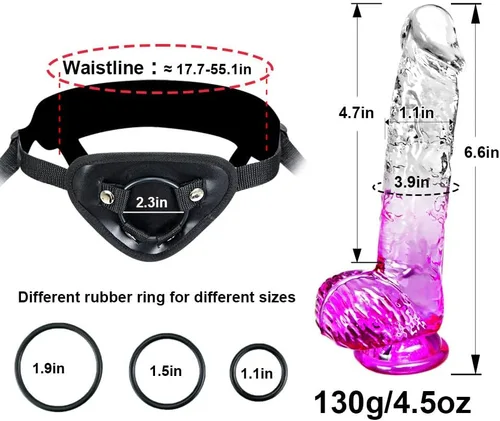 Vista 5 de Juego de Arnés y Strap-On para Principiantes: Strap-On Sexual Usable con Consolador Pequeño de 6.6 Pulgadas - Ideal para Masturbación Femenina
