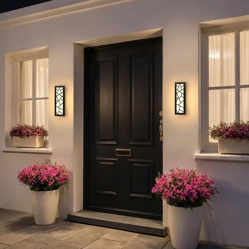 Vista 7 de Luces de Pared al Aire Libre 30cm Apliques de Pared Modernos LED Apliques de Pared Largos Luz de Porche Frontal Negra Impermeable Luz de Pared LED