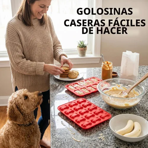 Vista 4 de Mini molde de silicona para huesos de perro, molde en forma de hueso naranja de 18 cavidades para golosinas caseras para perros, chocolate, dulces