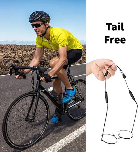Vista 6 de Correa ajustable para lentes (estilo tiburón) – Correa de gafas de sol sin cola – Soporte de cuerda para gafas – Con paño de limpieza de gafas