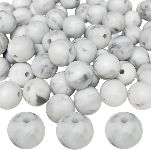 Vista 47 de Abalorios de silicona, 120 piezas de 6 mm abalorios redondos de silicona para hacer llaveros, pulseras, collares, aretes, joyas, manualidades DIY