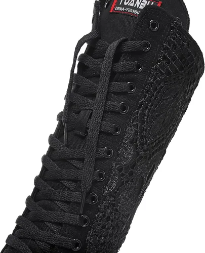 Vista 6 de Momuk Botas de lona de moda para niñas hasta la rodilla, Negro