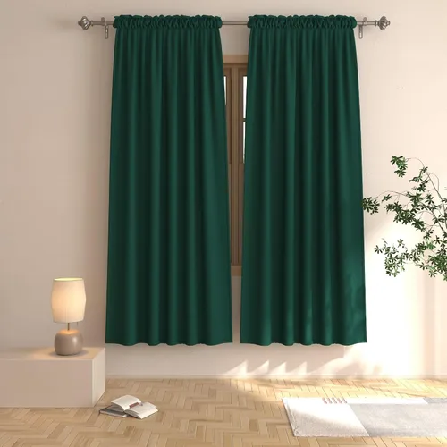 Vista 47 de UPOPO Cortinas beige de 45 pulgadas de largo para oscurecer la habitación, paneles de cortina para ventana, bolsillo para cortinero, cortinas