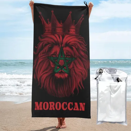 Vista 11 de Toalla de playa de microfibra, toallas de baño grandes de tamaño King Lion con bandera irlandesa para mujeres y hombres, toallas de baño de secado