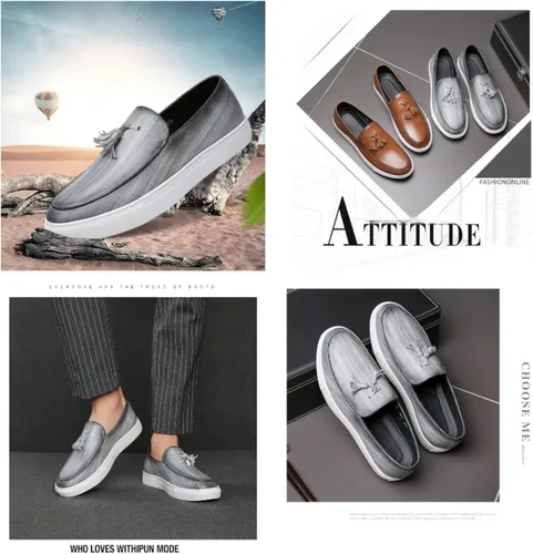 Vista 7 de Mocasines de cuero con borla de cuero para hombre,Zapatos de cuero de lujo de lujo personalizados,Zapatos de vestir de conducción antideslizantes