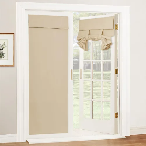Vista 14 de RYB HOME 2 paneles 100% opacos para puerta de aula, 8 pulgadas de ancho x 36 pulgadas de largo, color beige biscotti, sin taladro, para ventana