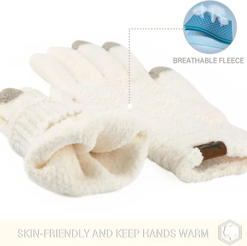 Vista 4 de FZ FANTASTIC ZONE Womens Winter Touchscreen Gloves for Cold Weather, Chenille Warm Knit Gloves