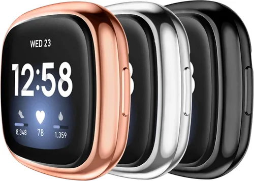 Vista 12 de Amzpas Paquete de 6 fundas protectoras de pantalla compatibles con Fitbit Sense/Fitbit Versa 3, TPU suave alrededor completo para reloj inteligente