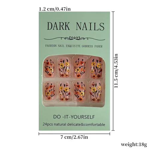 Vista 5 de Juego de 24 uñas postizas cuadradas cortas a presión, 3D, para primavera y verano, reutilizables, color naranja, uñas postizas a presión, lindas