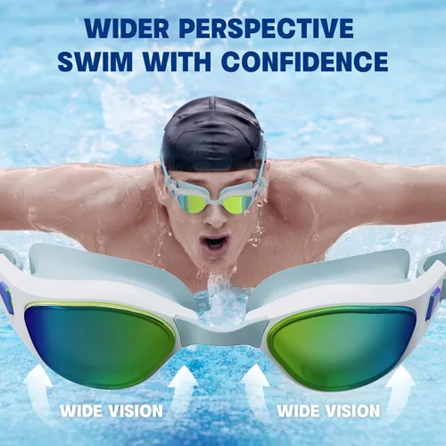 Vista 7 de Swim Goggles – Anti-Fog, UV Protection, Leak-Proof & Comfort Fit, Wide View Swim Goggles for Women Men Adult Youth