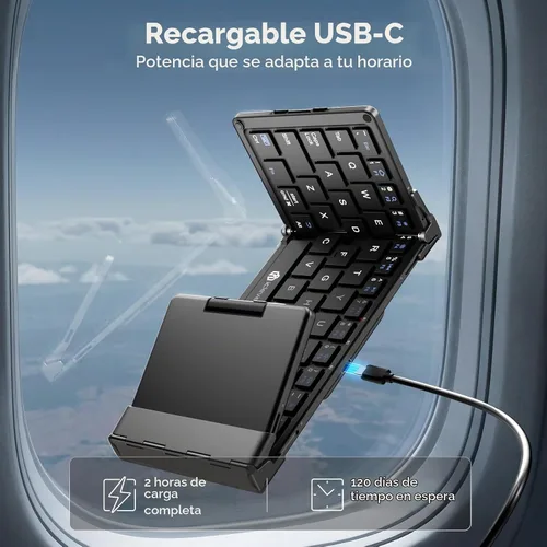 Vista 6 de iClever Teclado inalámbrico plegable en 3 de tamaño compacto de bolsillo (versión inglés) con touch pad sensible (sincroniza hasta 3 dispositivos)