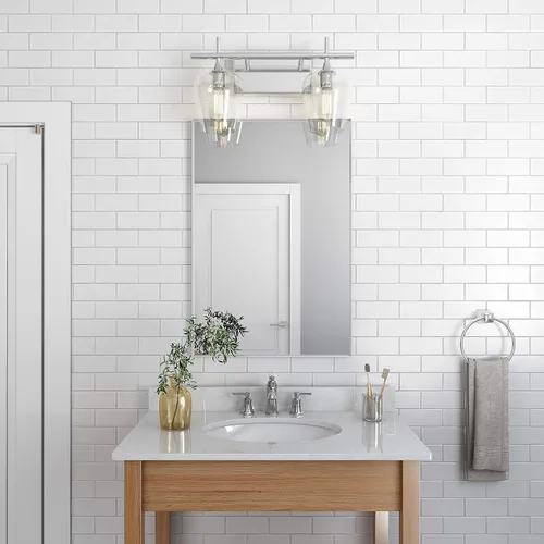 Vista 2 de Better Bevel - Espejo rectangular enmarcado de 20 x 30 pulgadas, espejo de pared de baño, fabricado en Estados Unidos, marco de acero, acabado