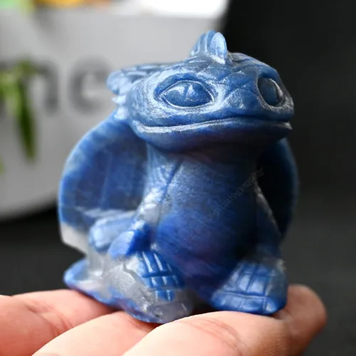 Vista 3 de Estatua de cráneo sin dientes de 2" de cristales curativos y piedras Reiki, escultura de animal tallada a mano, figuritas de dragón volador