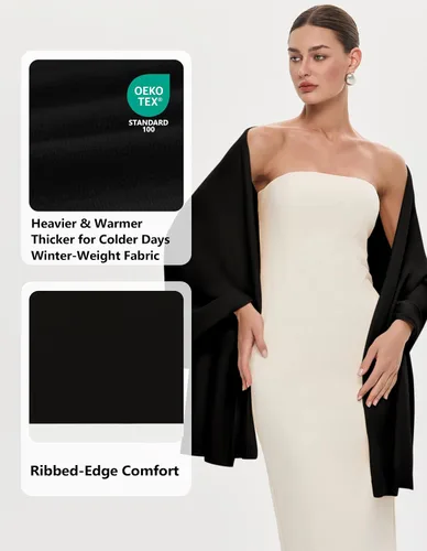Vista 4 de PULI Bufanda y chal tipo pashmina para mujer, accesorio para vestido de noche, gran bufanda manta larga, chal para boda nupcial de invierno