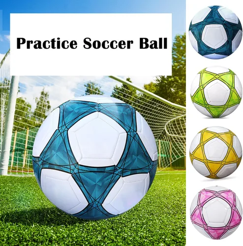 Vista 3 de Balón de fútbol tamaño 3,4,5 PU suave para práctica de entrenamiento, regalo para niños y niñas, viene con bomba y aguja