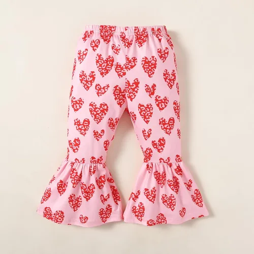 Vista 6 de Tinypainter Conjunto de ropa de verano para niña pequeña con texto en inglés "Love" Heart Bell Buttoms + diadema para el día de San Valentín