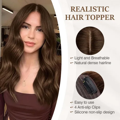 Vista 136 de Rich Choices Pelucas con topper de cabello para mujeres, cabello humano real 100% Remy, sin flequillo, para mujeres con adelgazamiento en la parte